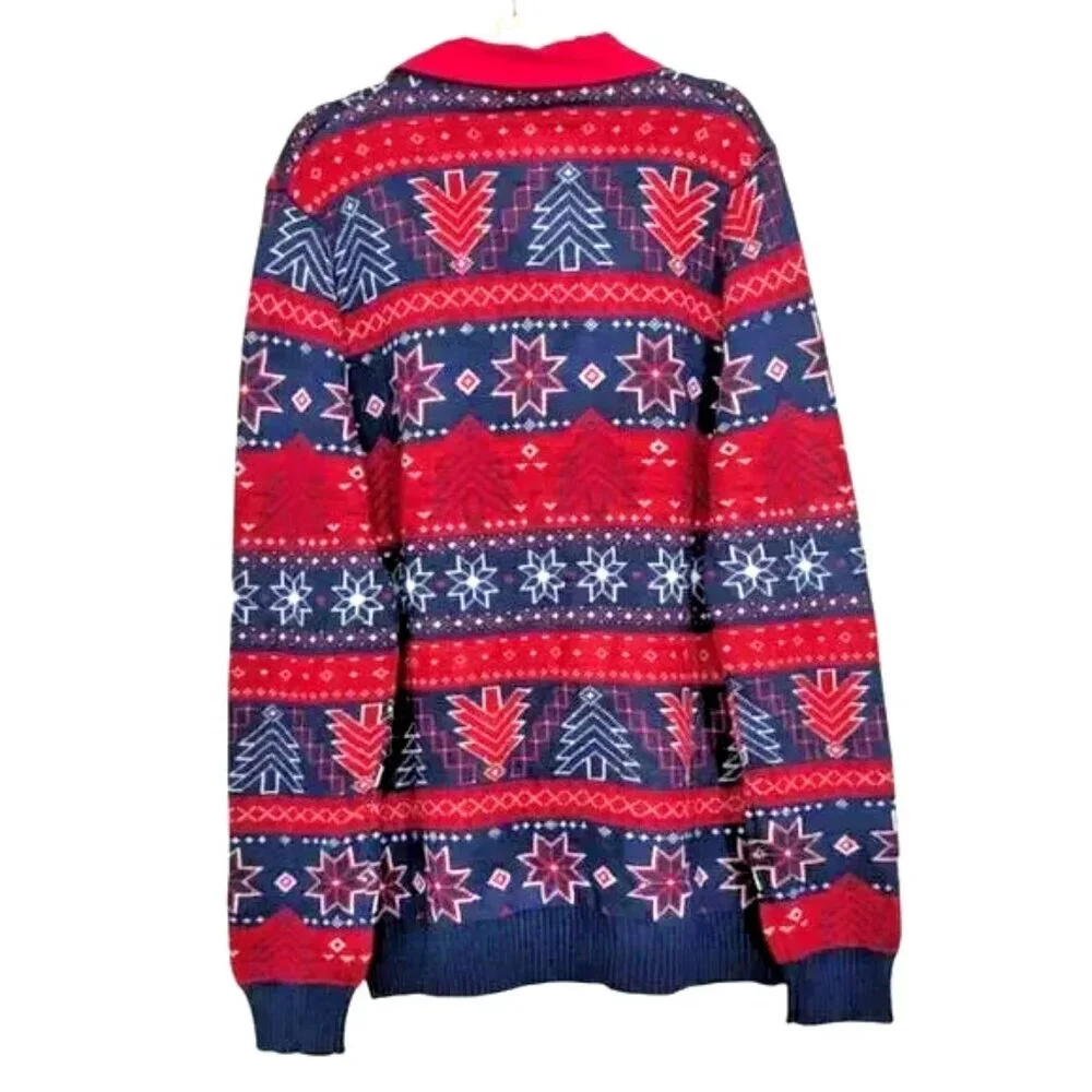 Tipsy Elves Men’s Holiday Cardigan Sweater Fair Isle Nordic Large